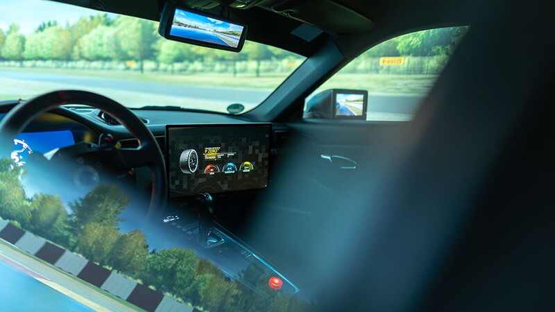Inside the simulator's car